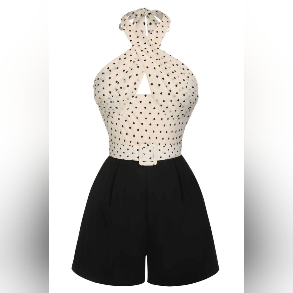 Retro Stage 1950s 3D Heart Halter Romper
